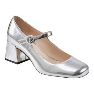 Marc Fisher LTD Women's Nessily Mary Jane Metallic Silver Pump Size 6 NEW